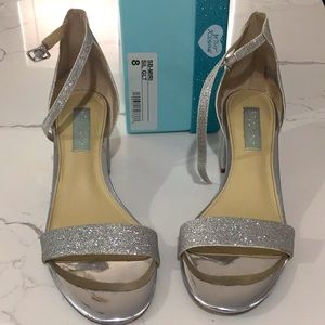 Betsey Johnson Women's Silver Glitter Low Heels